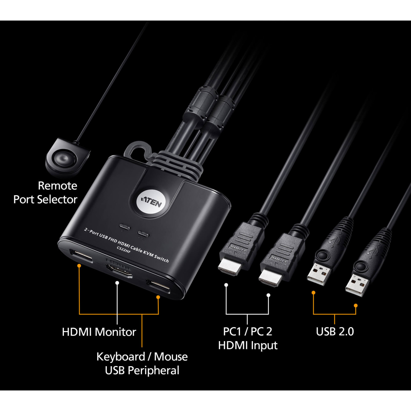 ATEN CS22HF – Switch KVM HDMI FHD 2 Puertos