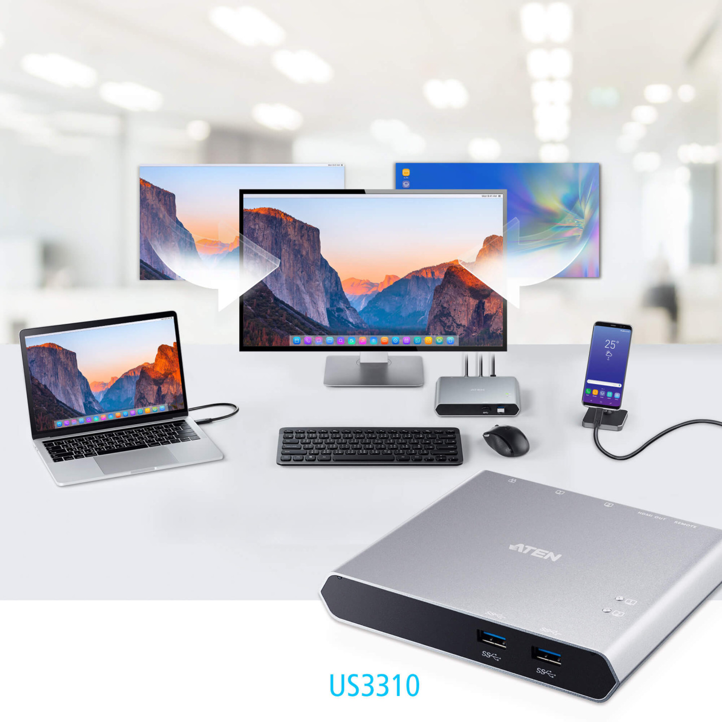 ATEN US3310 – Switch KVM HDMI 4K USB-C