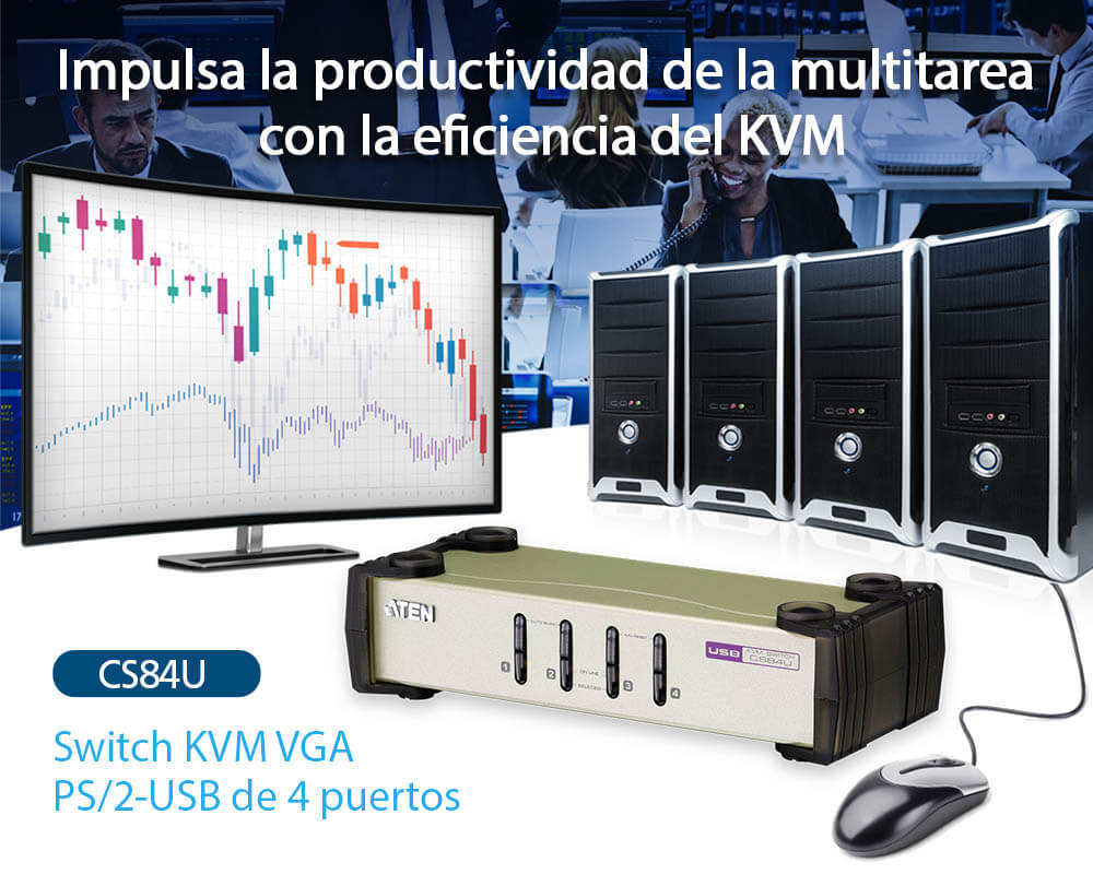 Switch KVM VGA PS/2-USB de 4 puerto